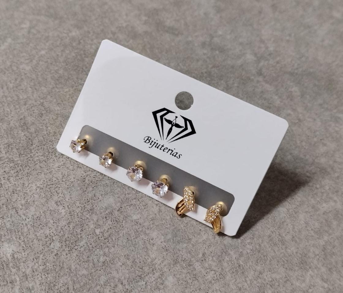 Foto de Brinco trio pingo de luz dourado