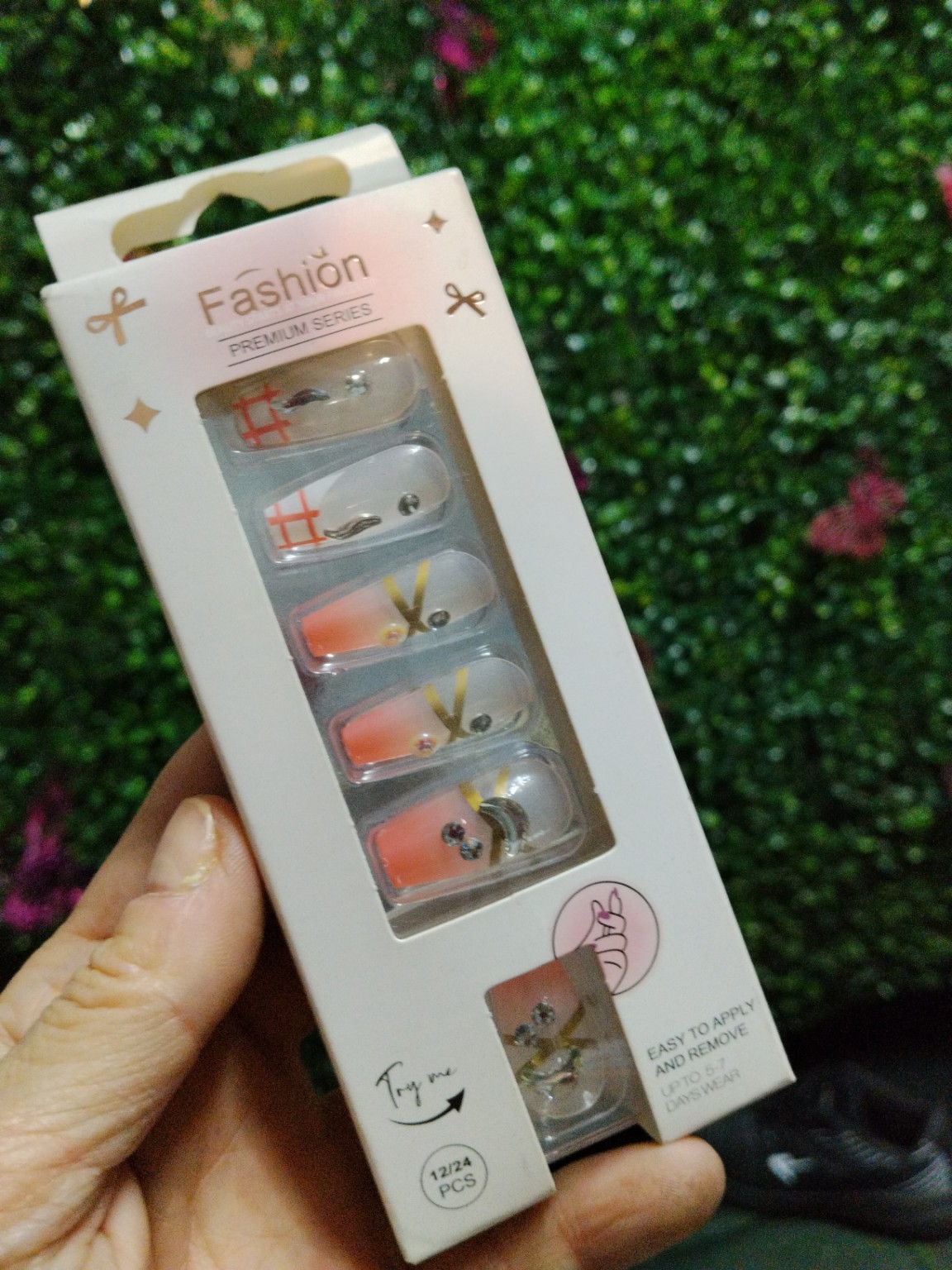 Foto de Cartela de unhas postiças decoradas, 12 peças (878085)