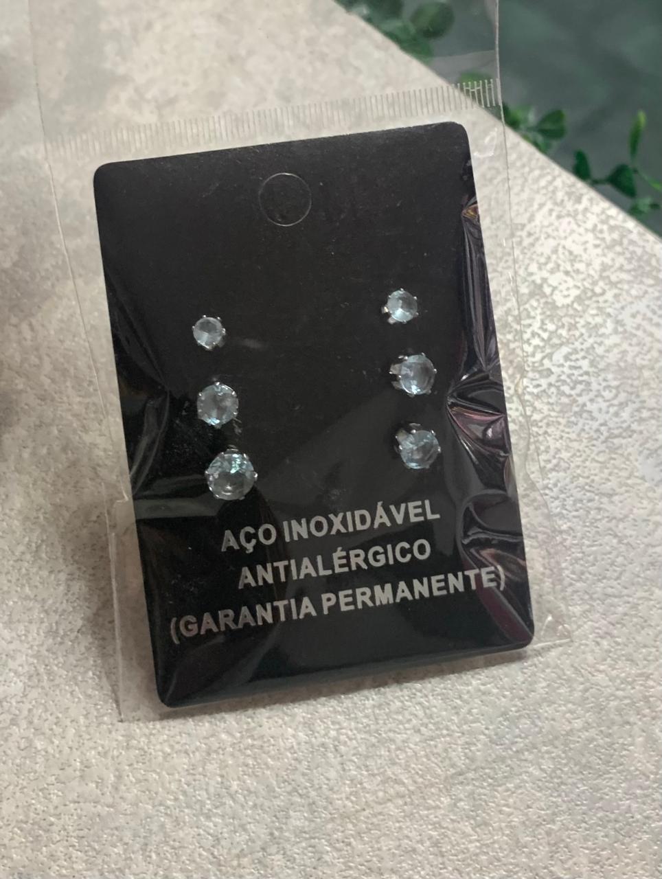 Foto de Brinco de aço inoxidável de pedrinha (kit)